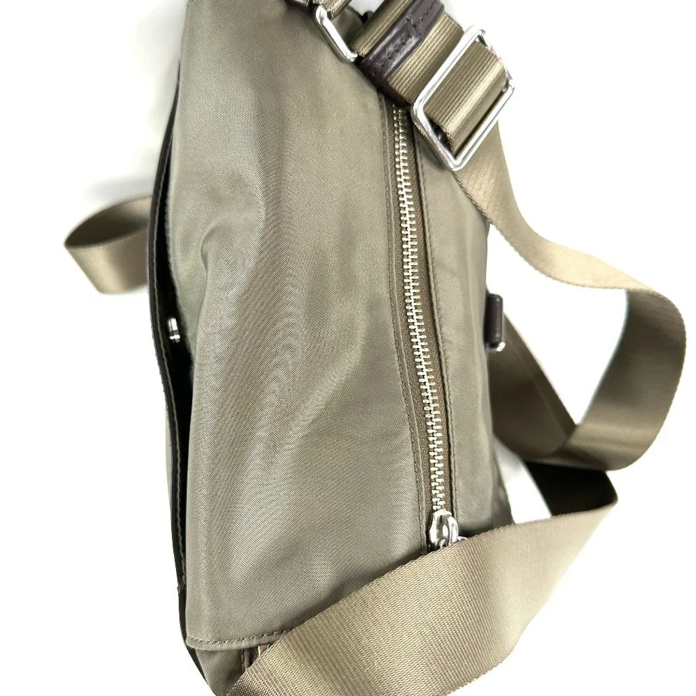 Tumi Taupe Olive Green Ballistic Nylon Small Crossbody Bag Travel Business